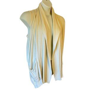 Leimere Cashmere Modal Sweater Vest Open with Shawl Collar and Slouchy Pockets M